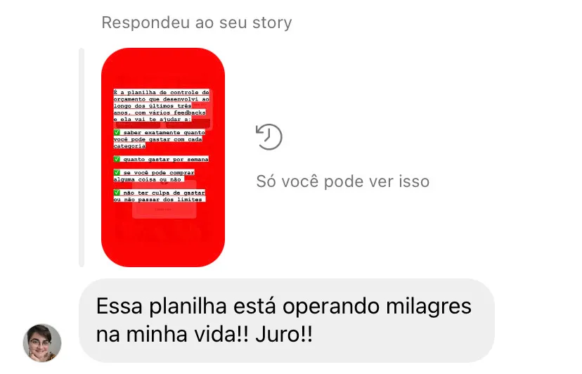 Mensagem de aluna