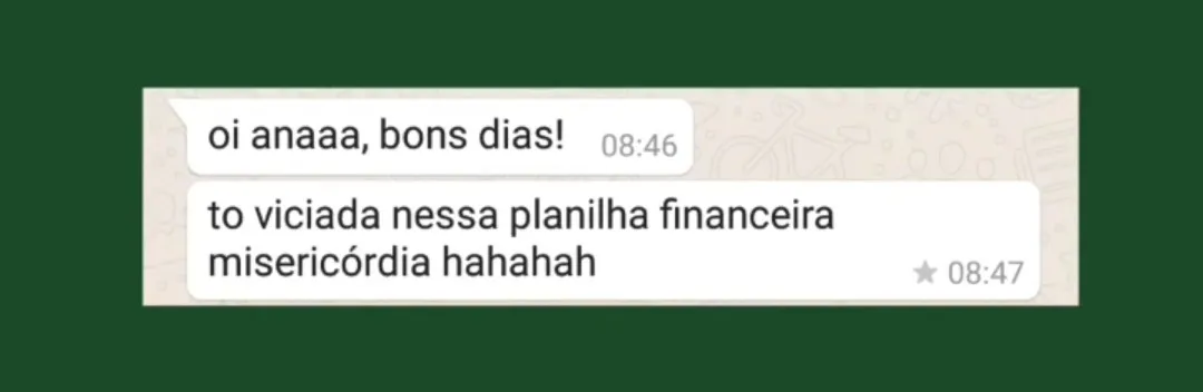 Mensagem de aluna no WhatsApp